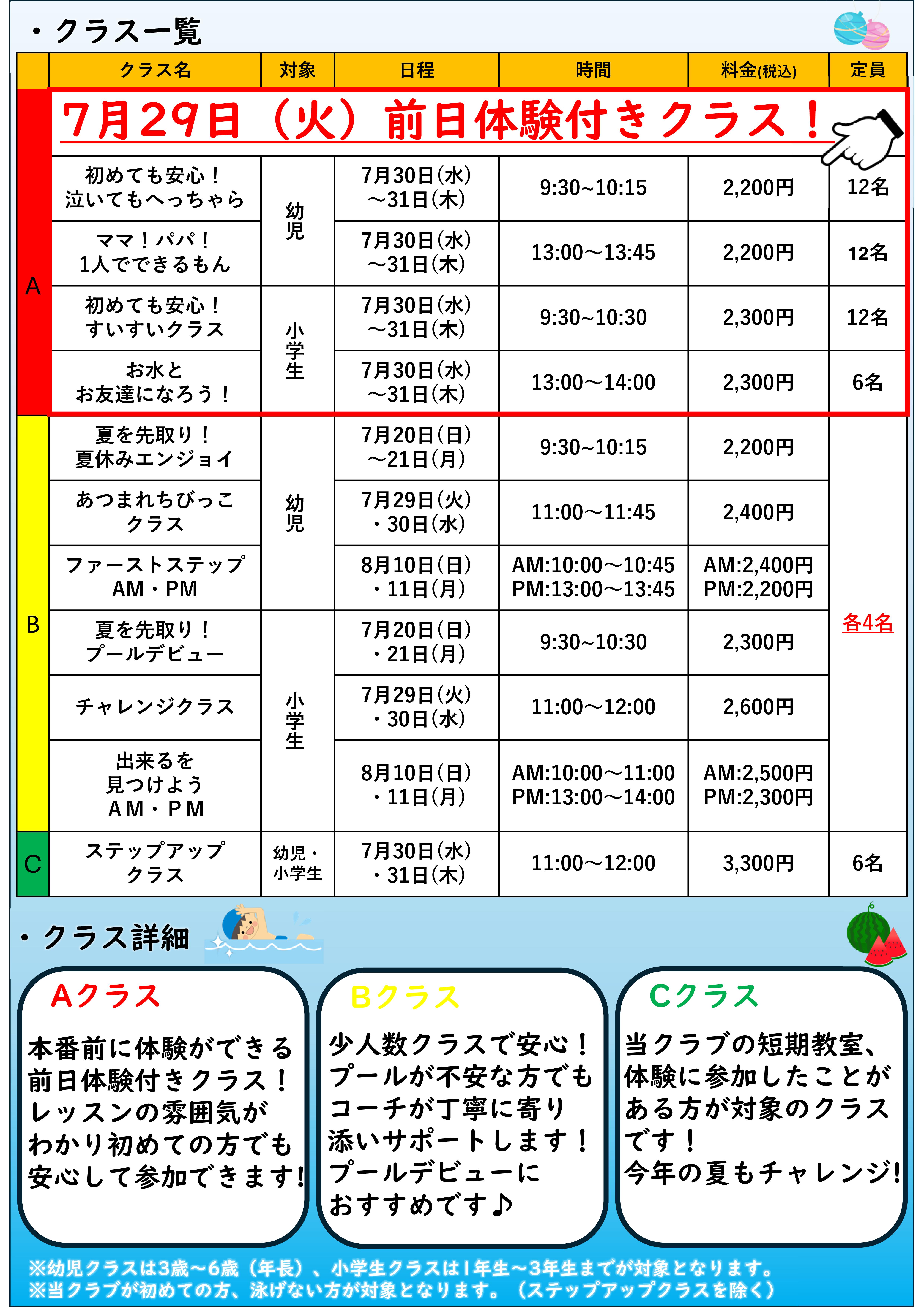 【夏　感動の短期水泳教室】受付スタート！