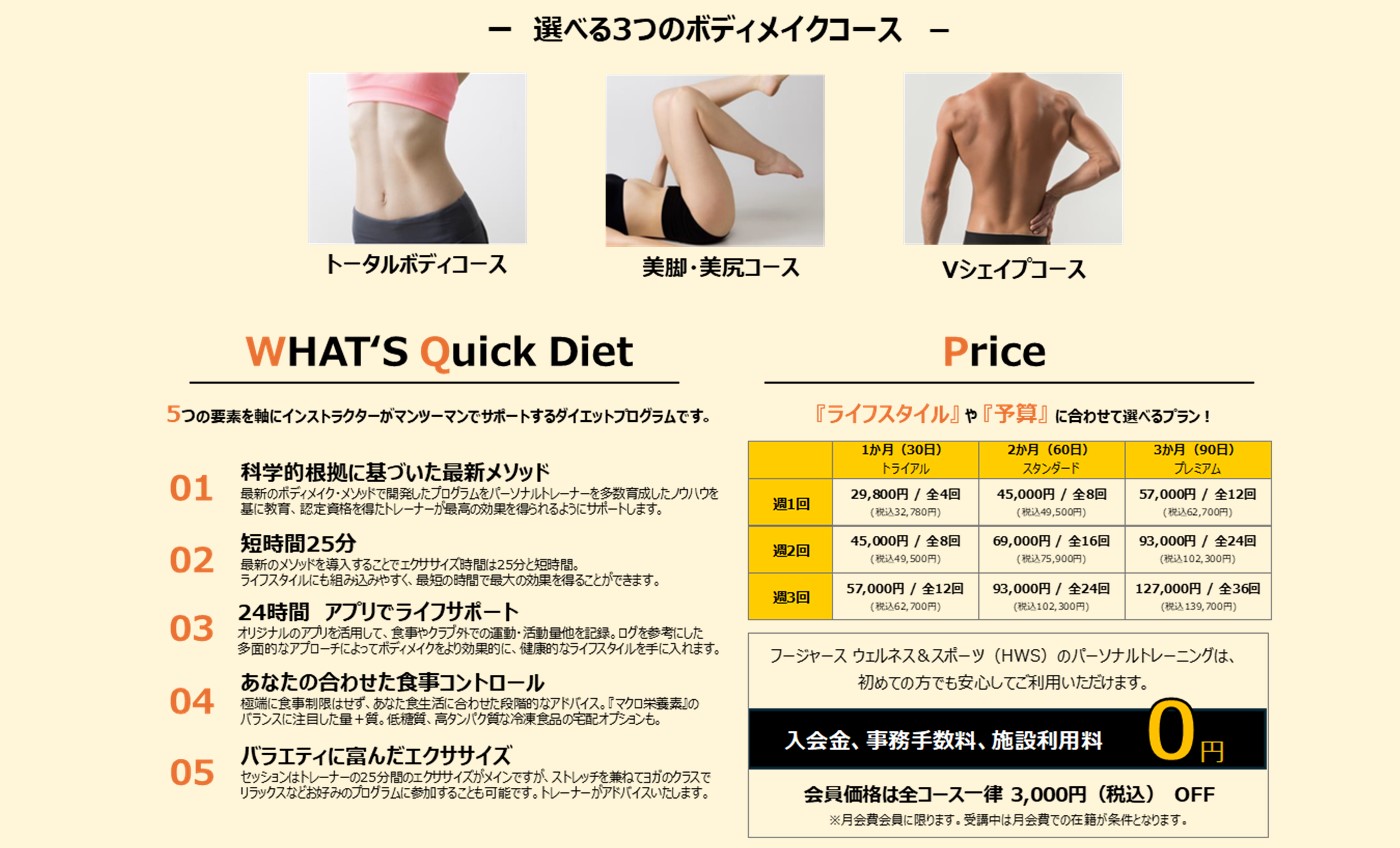 パーソナルトレーニング【Quick Diet】も体験受付中！